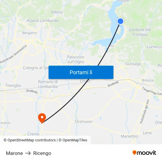 Marone to Ricengo map