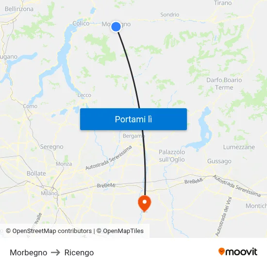Morbegno to Ricengo map