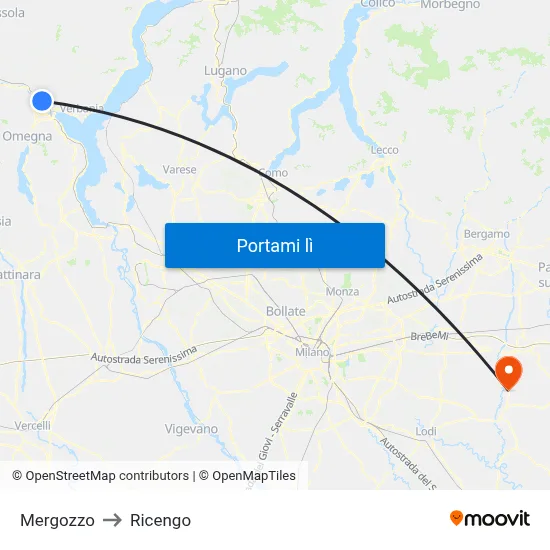 Mergozzo to Ricengo map