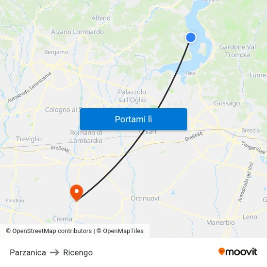 Parzanica to Ricengo map