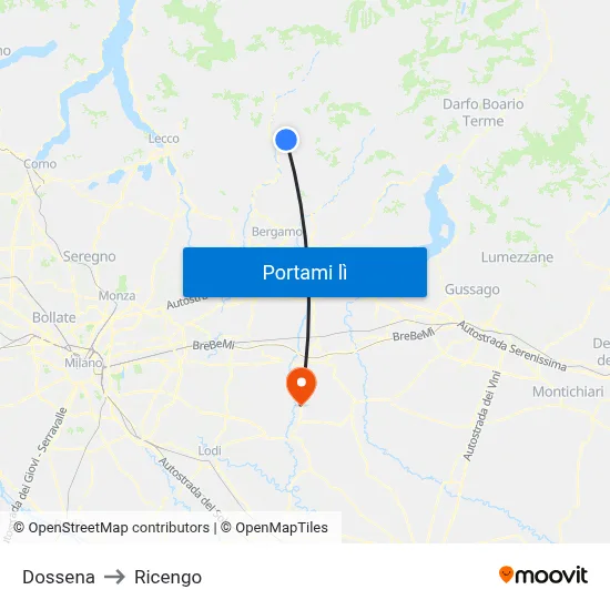 Dossena to Ricengo map