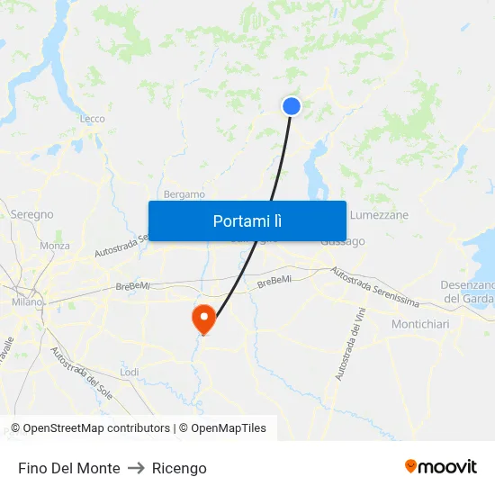 Fino Del Monte to Ricengo map