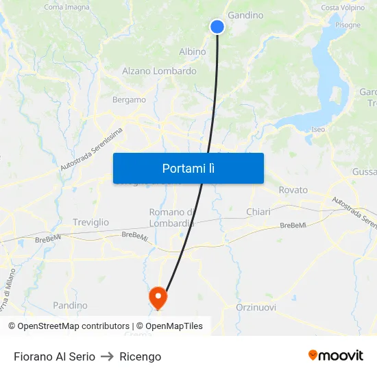 Fiorano Al Serio to Ricengo map