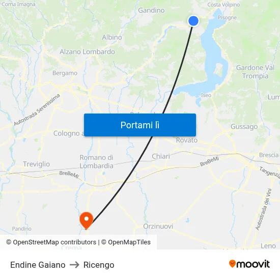 Endine Gaiano to Ricengo map