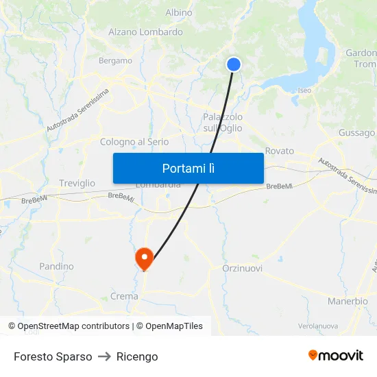 Foresto Sparso to Ricengo map