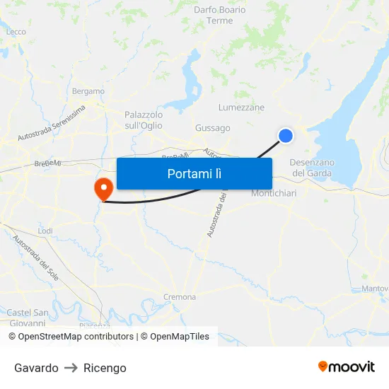 Gavardo to Ricengo map