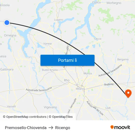 Premosello-Chiovenda to Ricengo map