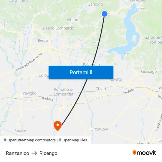Ranzanico to Ricengo map