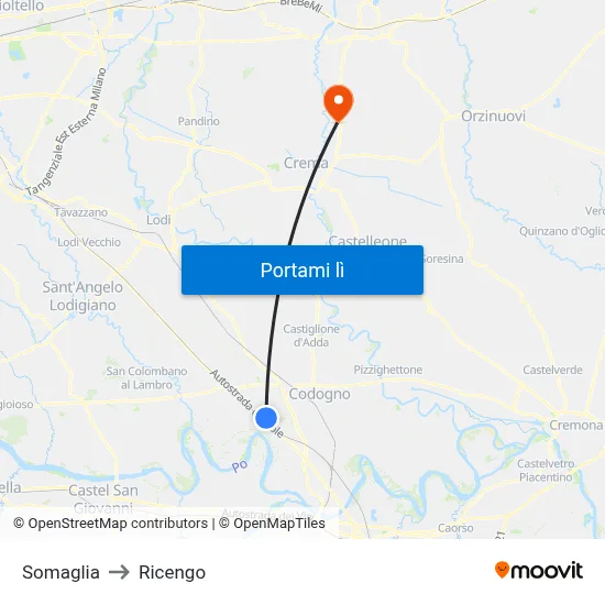 Somaglia to Ricengo map