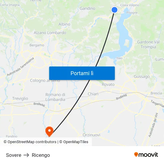 Sovere to Ricengo map