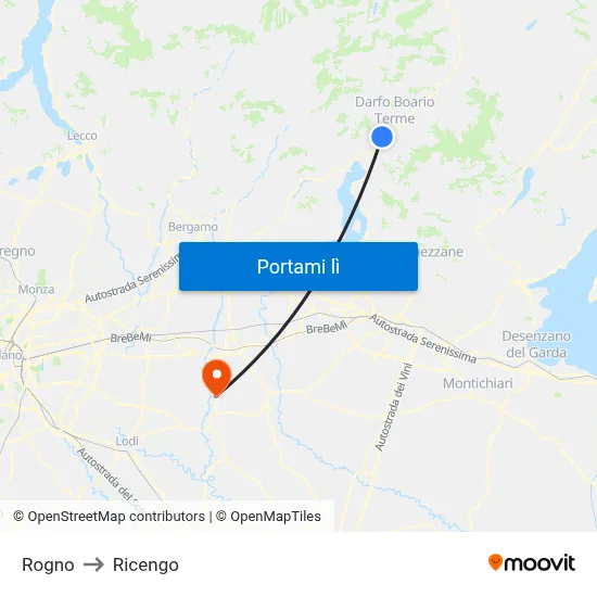 Rogno to Ricengo map