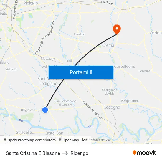 Santa Cristina E Bissone to Ricengo map