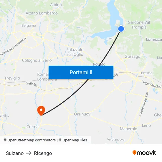 Sulzano to Ricengo map