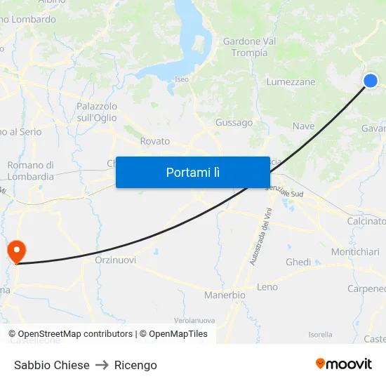 Sabbio Chiese to Ricengo map