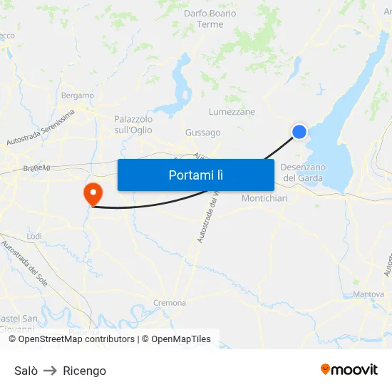 Salò to Ricengo map