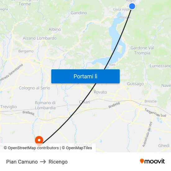 Pian Camuno to Ricengo map