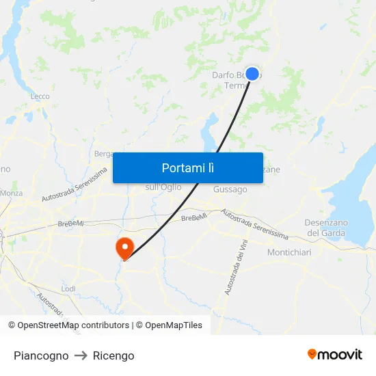 Piancogno to Ricengo map