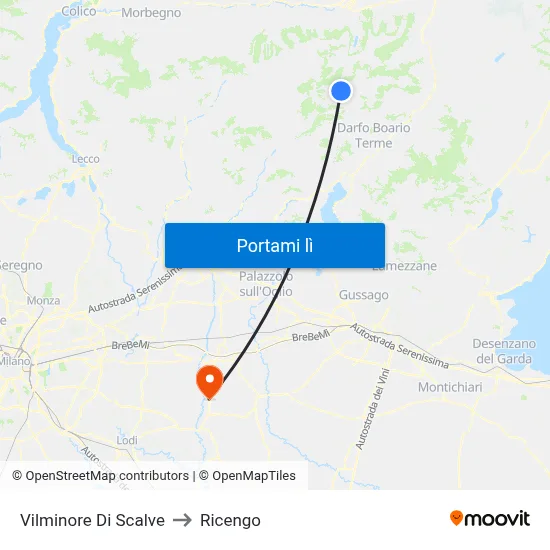 Vilminore Di Scalve to Ricengo map