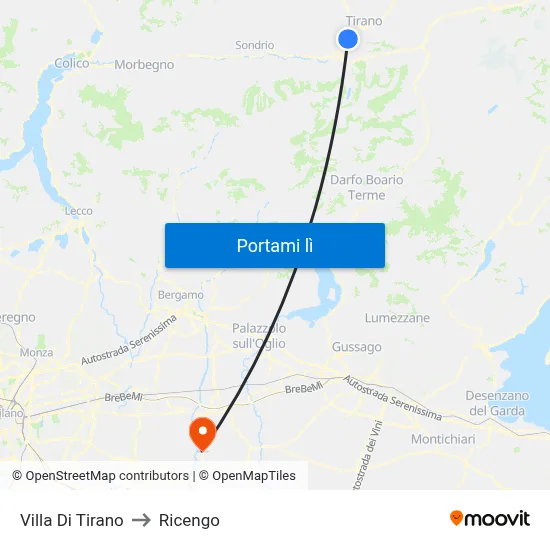 Villa Di Tirano to Ricengo map