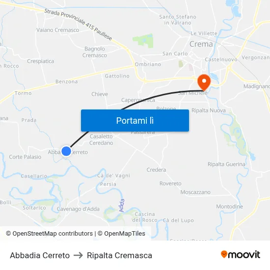 Abbadia Cerreto to Ripalta Cremasca map