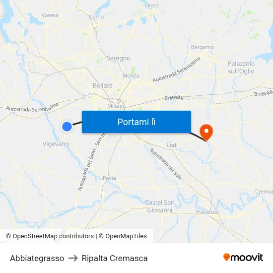 Abbiategrasso to Ripalta Cremasca map