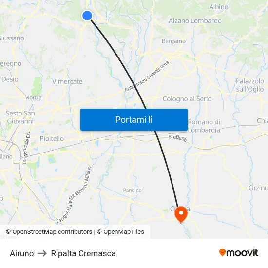 Airuno to Ripalta Cremasca map
