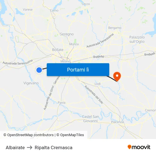 Albairate to Ripalta Cremasca map