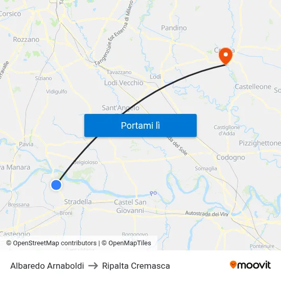 Albaredo Arnaboldi to Ripalta Cremasca map