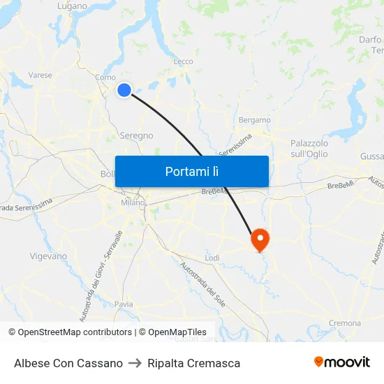 Albese Con Cassano to Ripalta Cremasca map