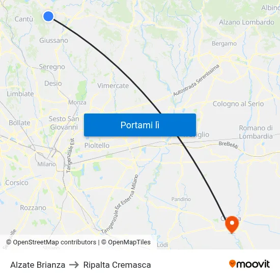 Alzate Brianza to Ripalta Cremasca map