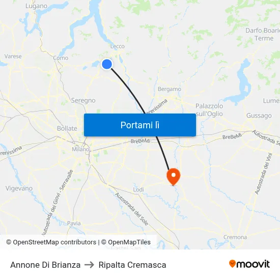 Annone Di Brianza to Ripalta Cremasca map