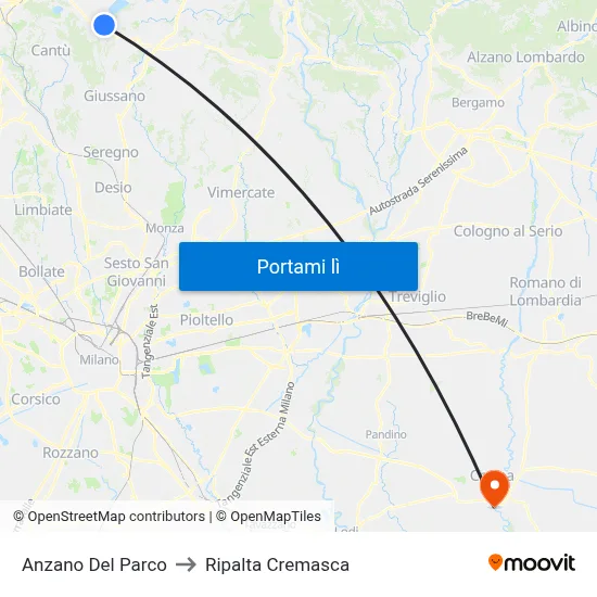 Anzano Del Parco to Ripalta Cremasca map