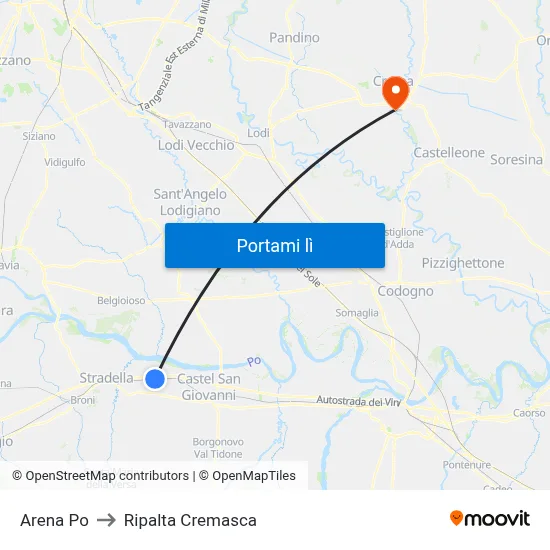 Arena Po to Ripalta Cremasca map