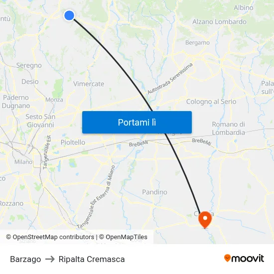 Barzago to Ripalta Cremasca map
