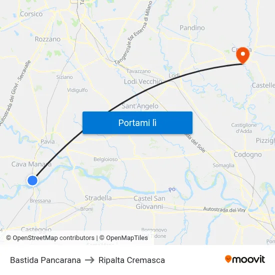 Bastida Pancarana to Ripalta Cremasca map