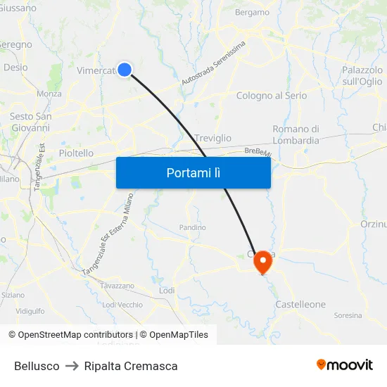 Bellusco to Ripalta Cremasca map