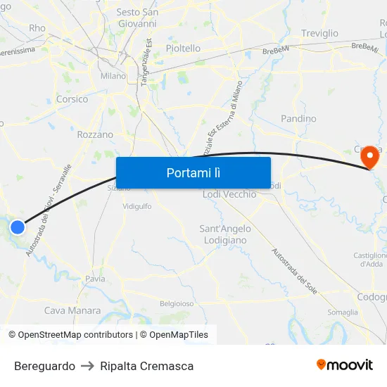 Bereguardo to Ripalta Cremasca map