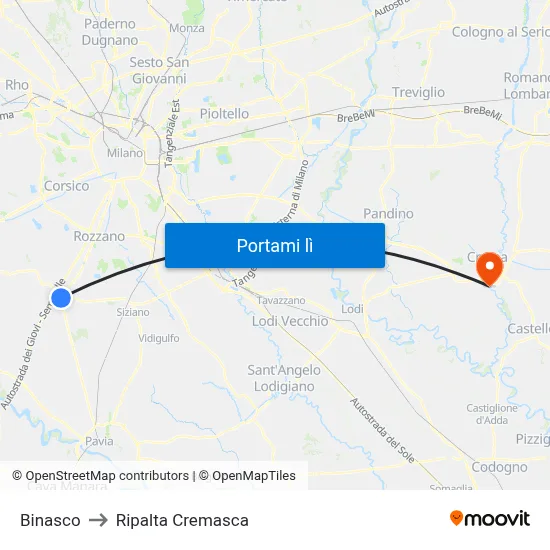 Binasco to Ripalta Cremasca map