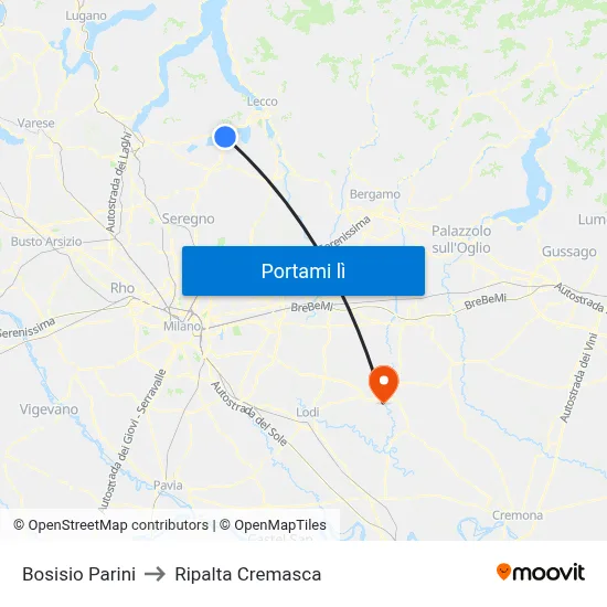 Bosisio Parini to Ripalta Cremasca map