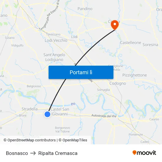 Bosnasco to Ripalta Cremasca map