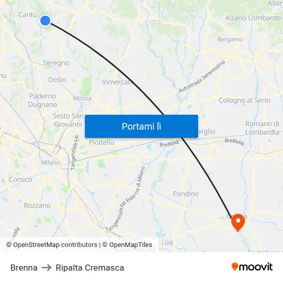 Brenna to Ripalta Cremasca map