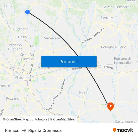 Briosco to Ripalta Cremasca map