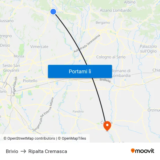 Brivio to Ripalta Cremasca map