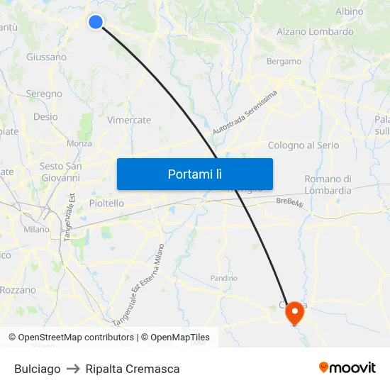 Bulciago to Ripalta Cremasca map
