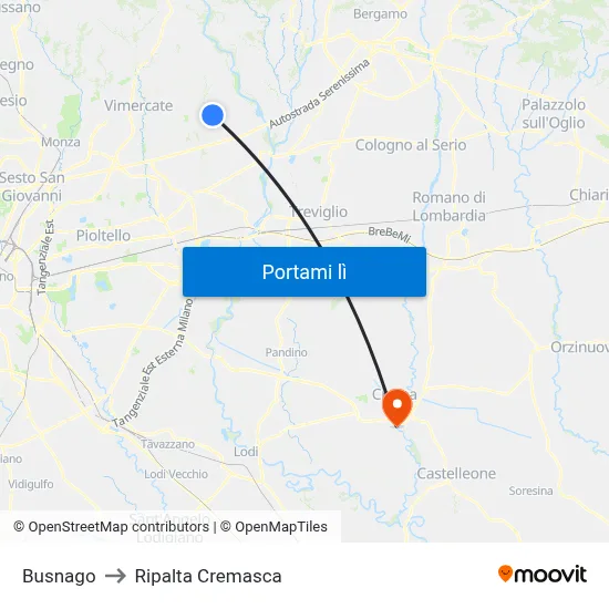 Busnago to Ripalta Cremasca map