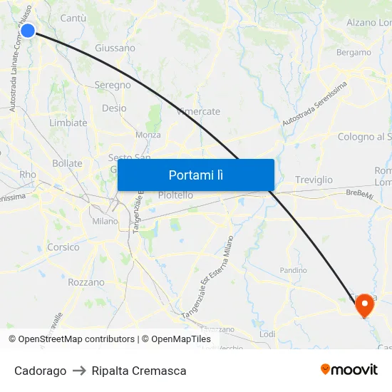 Cadorago to Ripalta Cremasca map