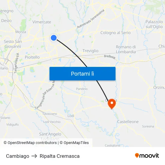 Cambiago to Ripalta Cremasca map