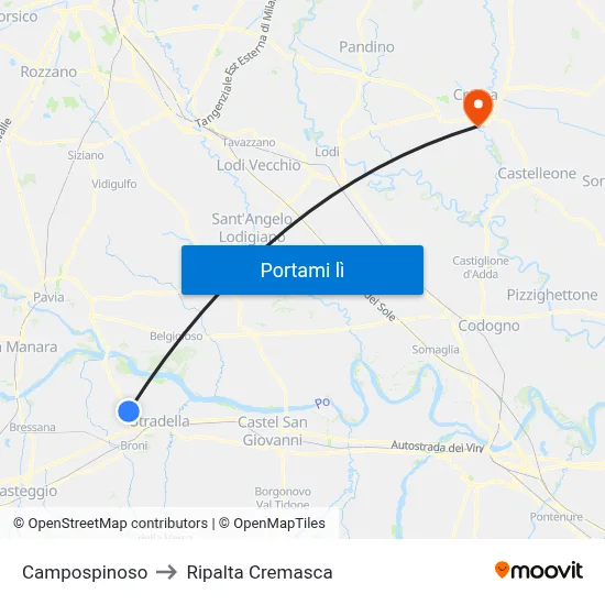Campospinoso to Ripalta Cremasca map