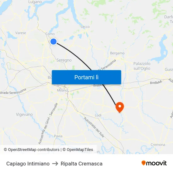 Capiago Intimiano to Ripalta Cremasca map