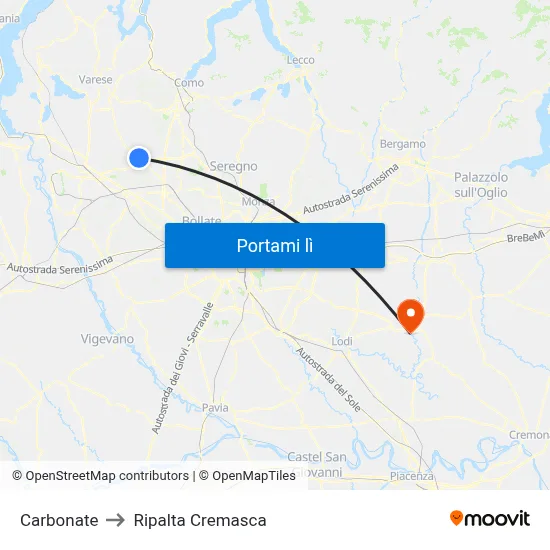 Carbonate to Ripalta Cremasca map